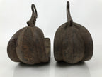 Antique Edo Japanese Cast Iron Tsubo Abumi Stirrups Samurai Horse Tack JK852