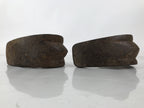 Antique Edo Japanese Cast Iron Tsubo Abumi Stirrups Samurai Horse Tack JK852