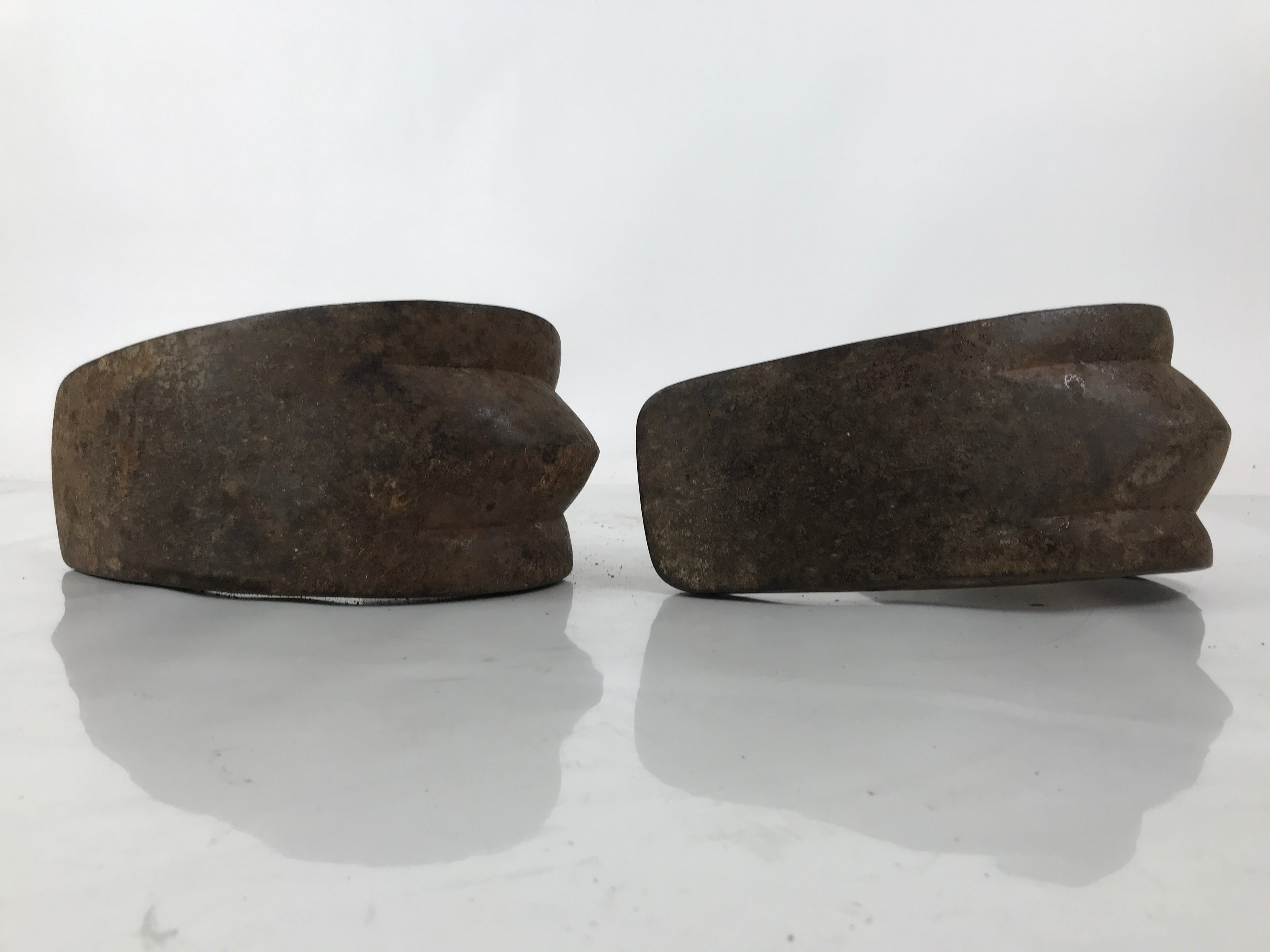 Antique Edo Japanese Cast Iron Tsubo Abumi Stirrups Samurai Horse Tack JK852