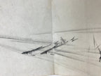 Antique Japanese Art Book Drawing Painting Paper Brown Signature Red Seal FL255