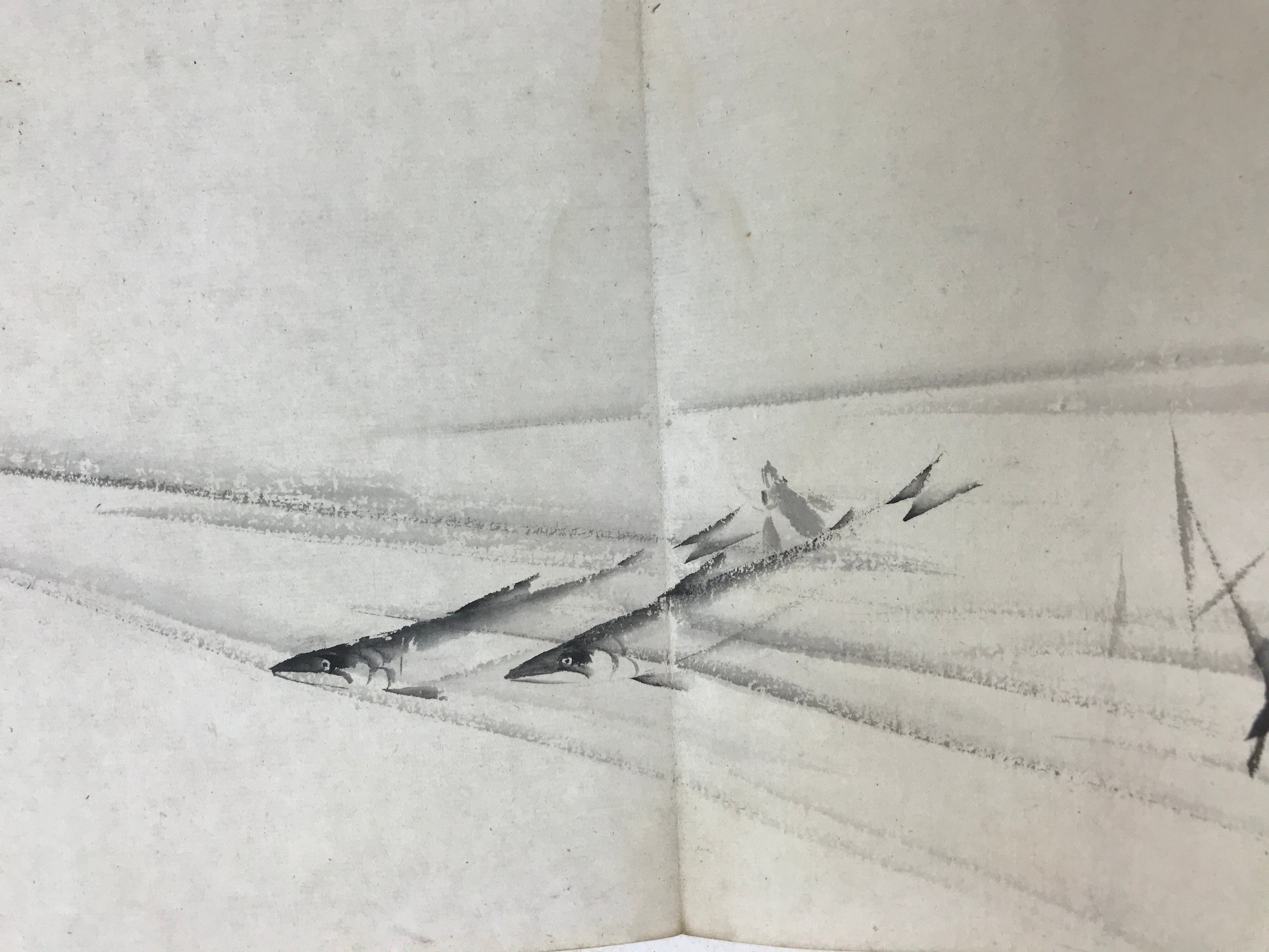 Antique Japanese Art Book Drawing Painting Paper Brown Signature Red Seal FL255