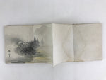 Antique Japanese Art Book Drawing Painting Paper Brown Signature Red Seal FL255