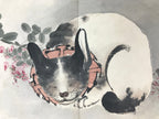 Antique Japanese Art Book Drawing Painting Paper Brown Signature Red Seal FL255