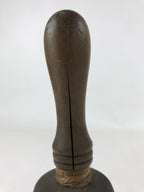 Antique Japanese Bronze Hand Bell Large Brown Wood Handle Attached String T111