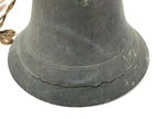 Antique Japanese Bronze Hand Bell Large Brown Wood Handle Attached String T111