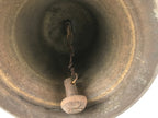 Antique Japanese Bronze Hand Bell Large Brown Wood Handle Attached String T111