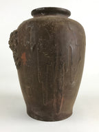 Antique Japanese Bronze Sculpture Flower Vase Kabin Vtg Shishi Lion Brown FK43