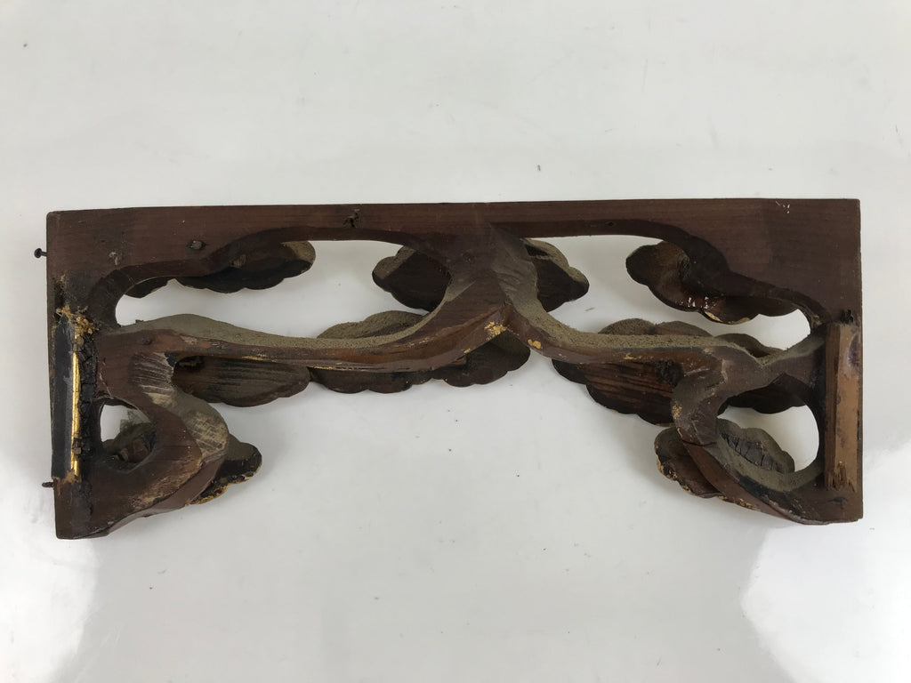 Antique Japanese Buddhist Altar Carved Lacquer Wood Spare Part Gold Clouds BA461