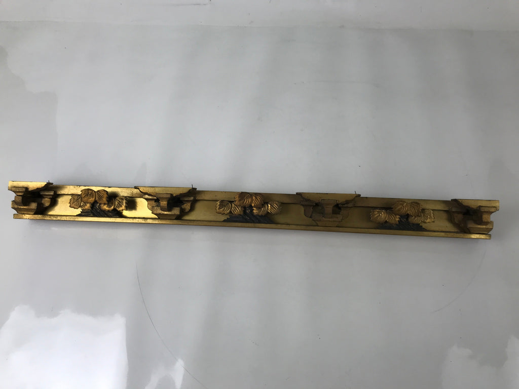 Antique Japanese Buddhist Altar Carved Lacquer Wood Spare Part Gold Leaves BA573