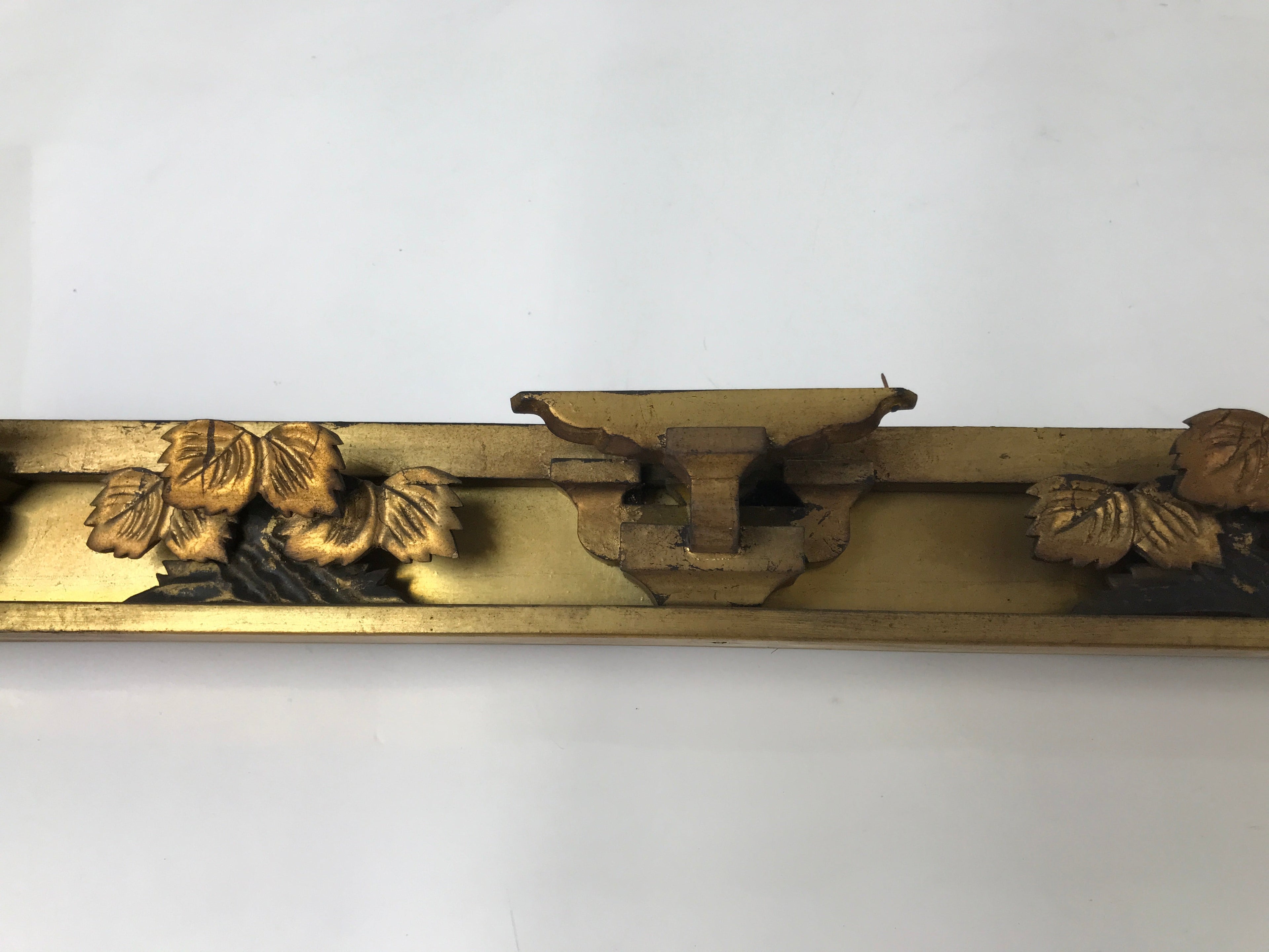 Antique Japanese Buddhist Altar Carved Lacquer Wood Spare Part Gold Leaves BA573