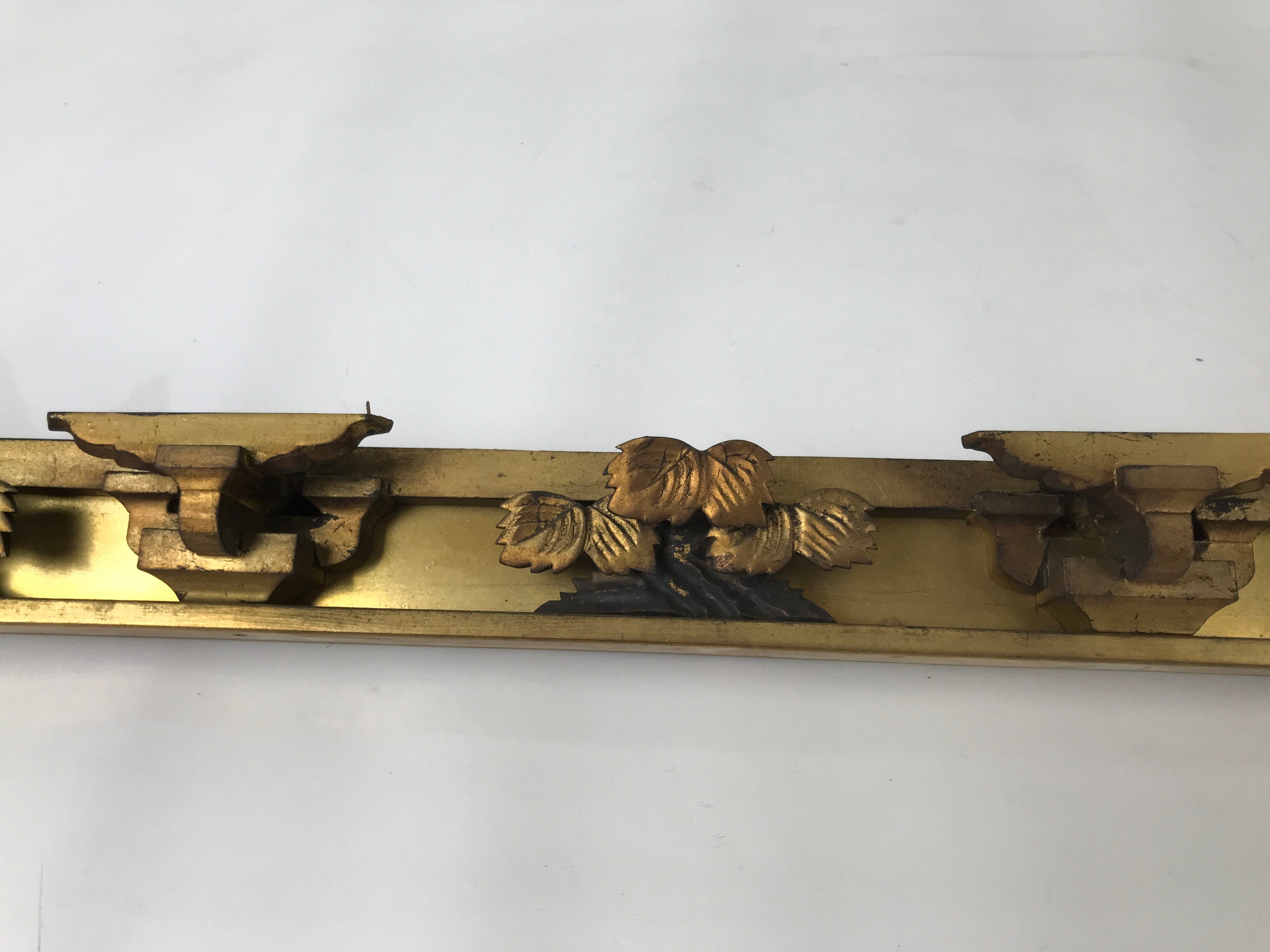 Antique Japanese Buddhist Altar Carved Lacquer Wood Spare Part Gold Leaves BA573