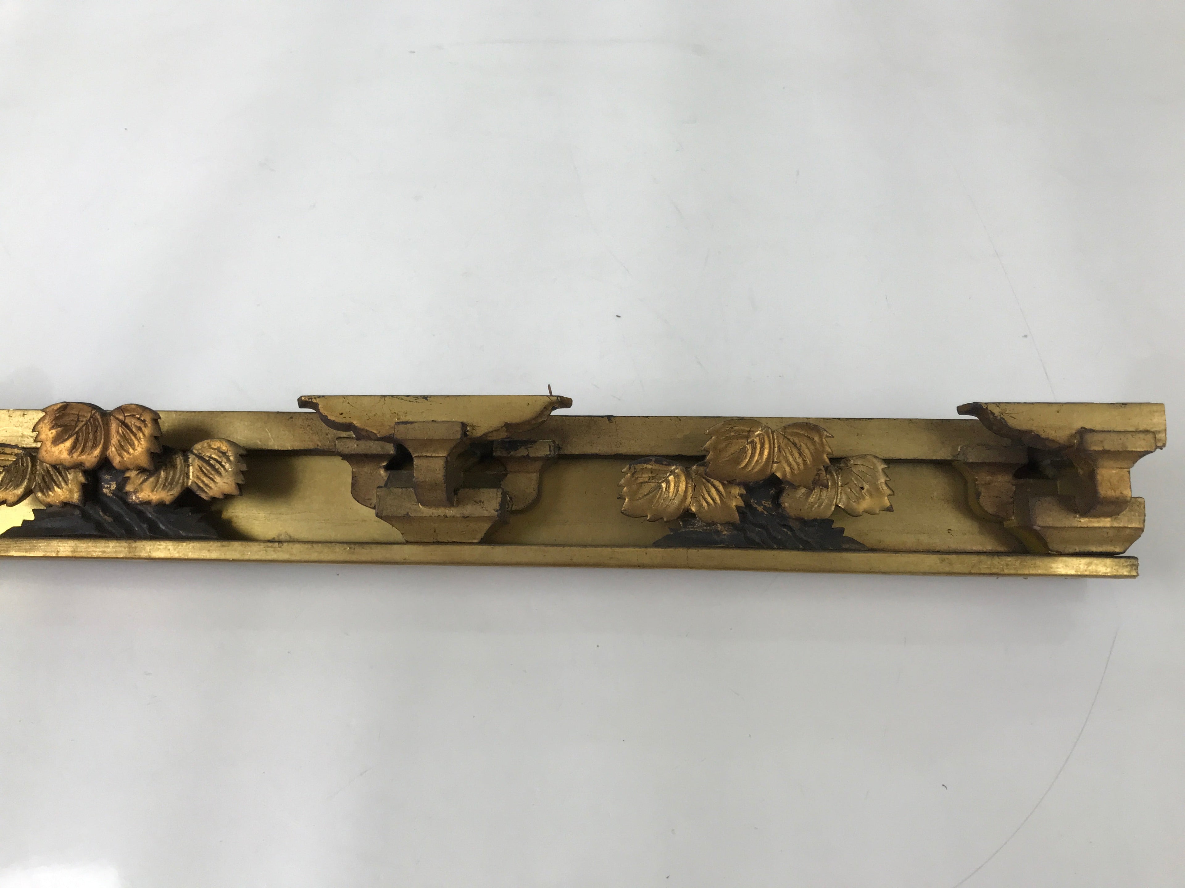 Antique Japanese Buddhist Altar Carved Lacquer Wood Spare Part Gold Leaves BA573