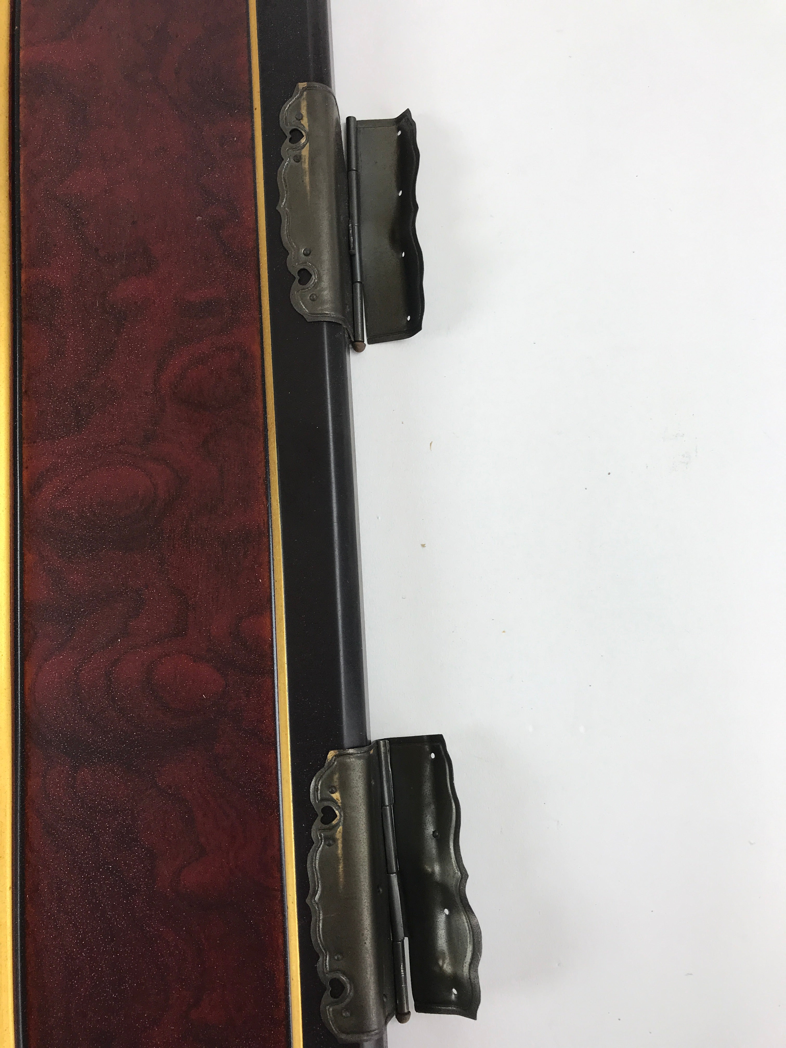 Antique Japanese Buddhist Altar Door 2 piece set Iron Lock Purple Gold Black BA2