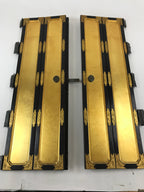Antique Japanese Buddhist Altar Door 2 piece set Iron Lock Purple Gold Black BA2