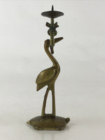 Antique Japanese Buddhist Altar Fitting Brass Candle Stand Crane Turtle Shokudai