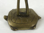 Antique Japanese Buddhist Altar Fitting Brass Candle Stand Crane Turtle Shokudai