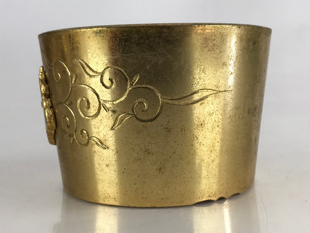 Antique Japanese Buddhist Altar Fitting Brass Incense Burner Koro Gold Butsugu B