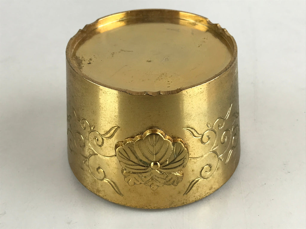 Antique Japanese Buddhist Altar Fitting Brass Incense Burner Koro Gold Butsugu B