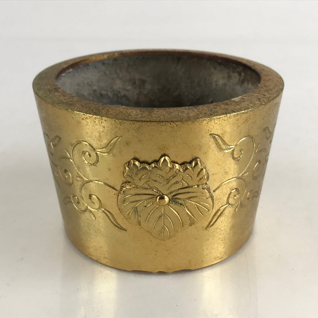 Antique Japanese Buddhist Altar Fitting Brass Incense Burner Koro Gold Butsugu B