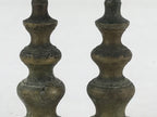 Antique Japanese Buddhist Altar Fitting Bronze Candle Stand Shokudai 2pc BA66