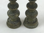 Antique Japanese Buddhist Altar Fitting Bronze Candle Stand Shokudai 2pc BA66