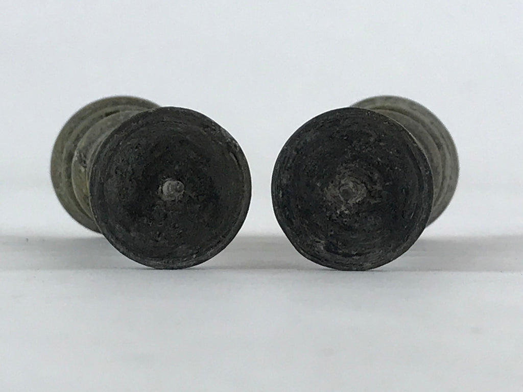 Antique Japanese Buddhist Altar Fitting Bronze Candle Stand Shokudai 2pc BA66
