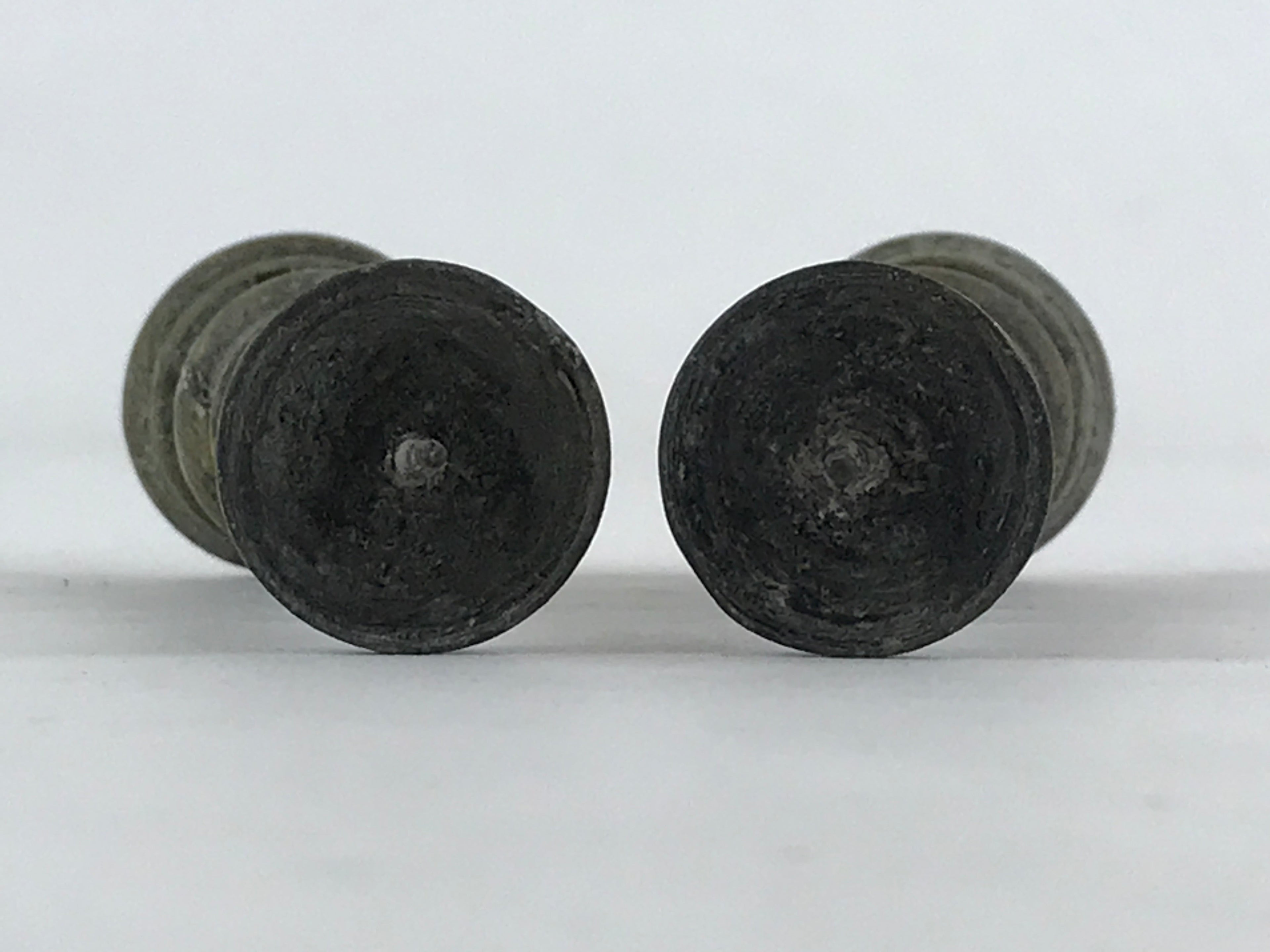 Antique Japanese Buddhist Altar Fitting Bronze Candle Stand Shokudai 2pc BA66
