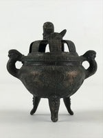 Antique Japanese Buddhist Altar Fitting Bronze Incense Burner Koro Black BA69