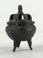 Antique Japanese Buddhist Altar Fitting Bronze Incense Burner Koro Black BA69