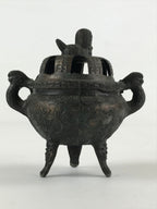 Antique Japanese Buddhist Altar Fitting Bronze Incense Burner Koro Black BA69