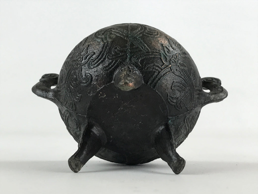 Antique Japanese Buddhist Altar Fitting Bronze Incense Burner Koro Black BA69