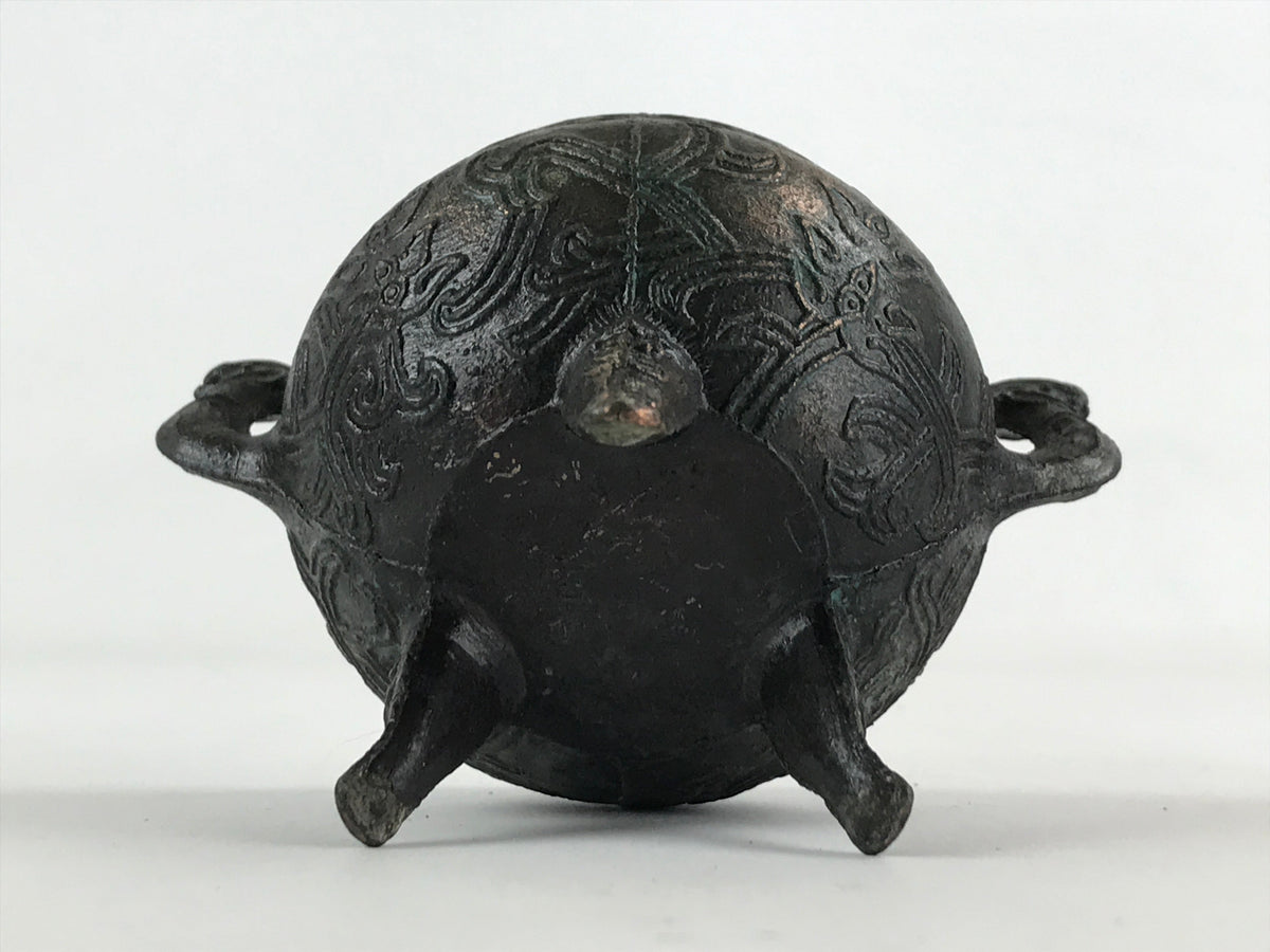 Antique Japanese Buddhist Altar Fitting Bronze Incense Burner Koro Black BA69