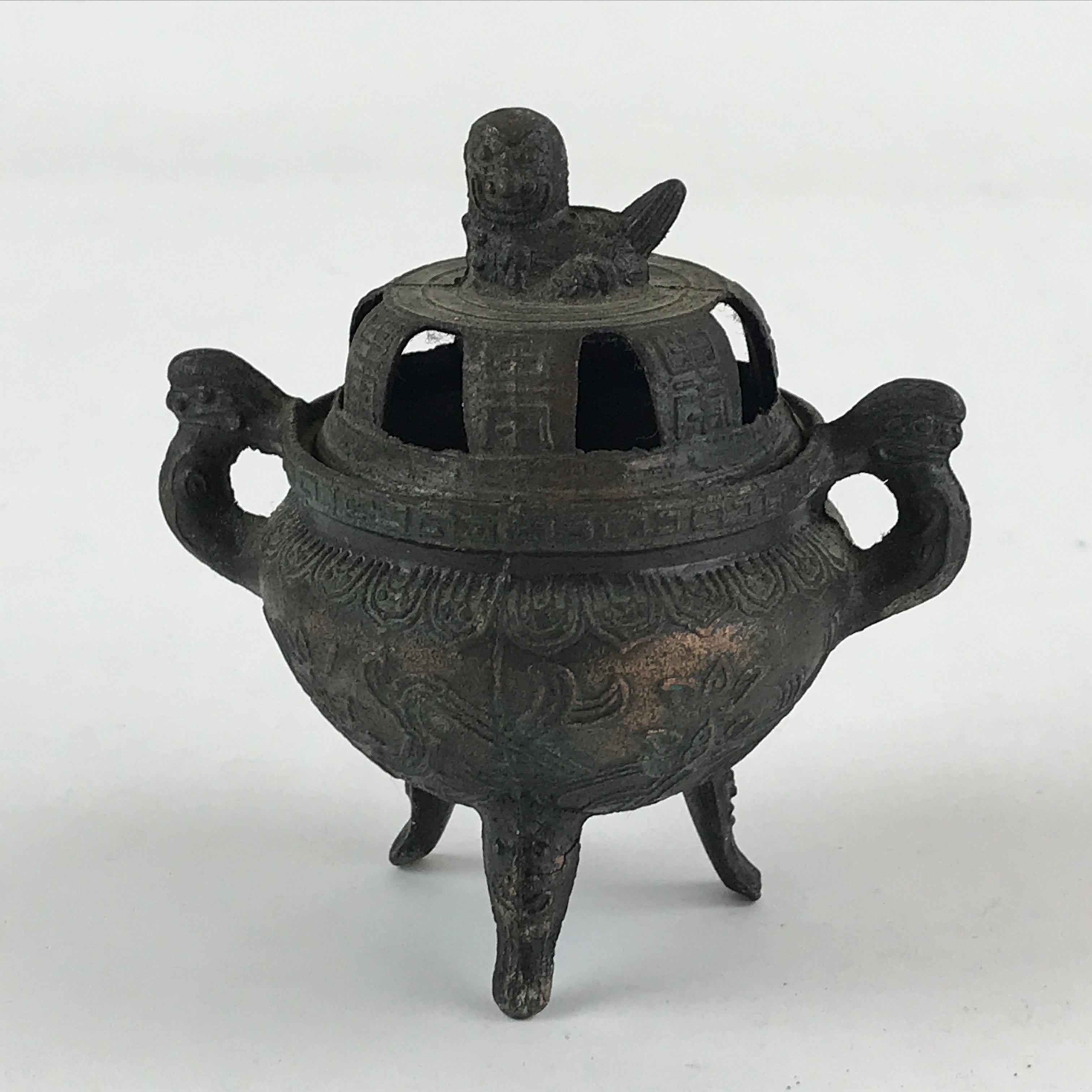 Antique Japanese Buddhist Altar Fitting Bronze Incense Burner Koro