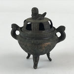 Antique Japanese Buddhist Altar Fitting Bronze Incense Burner Koro Black BA69