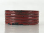 Antique Japanese Buddhist Altar Fitting Incense Container Round Kogo swirl Red B