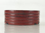 Antique Japanese Buddhist Altar Fitting Incense Container Round Kogo swirl Red B