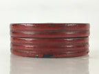 Antique Japanese Buddhist Altar Fitting Incense Container Round Kogo swirl Red B