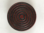 Antique Japanese Buddhist Altar Fitting Incense Container Round Kogo swirl Red B