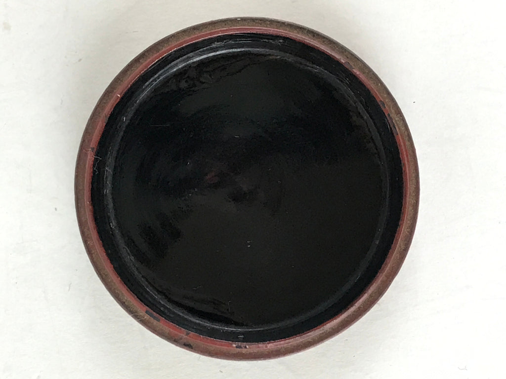 Antique Japanese Buddhist Altar Fitting Incense Container Round Kogo swirl Red B