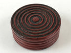 Antique Japanese Buddhist Altar Fitting Incense Container Round Kogo swirl Red B