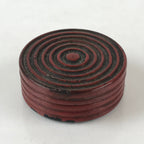 Antique Japanese Buddhist Altar Fitting Incense Container Round Kogo swirl Red B
