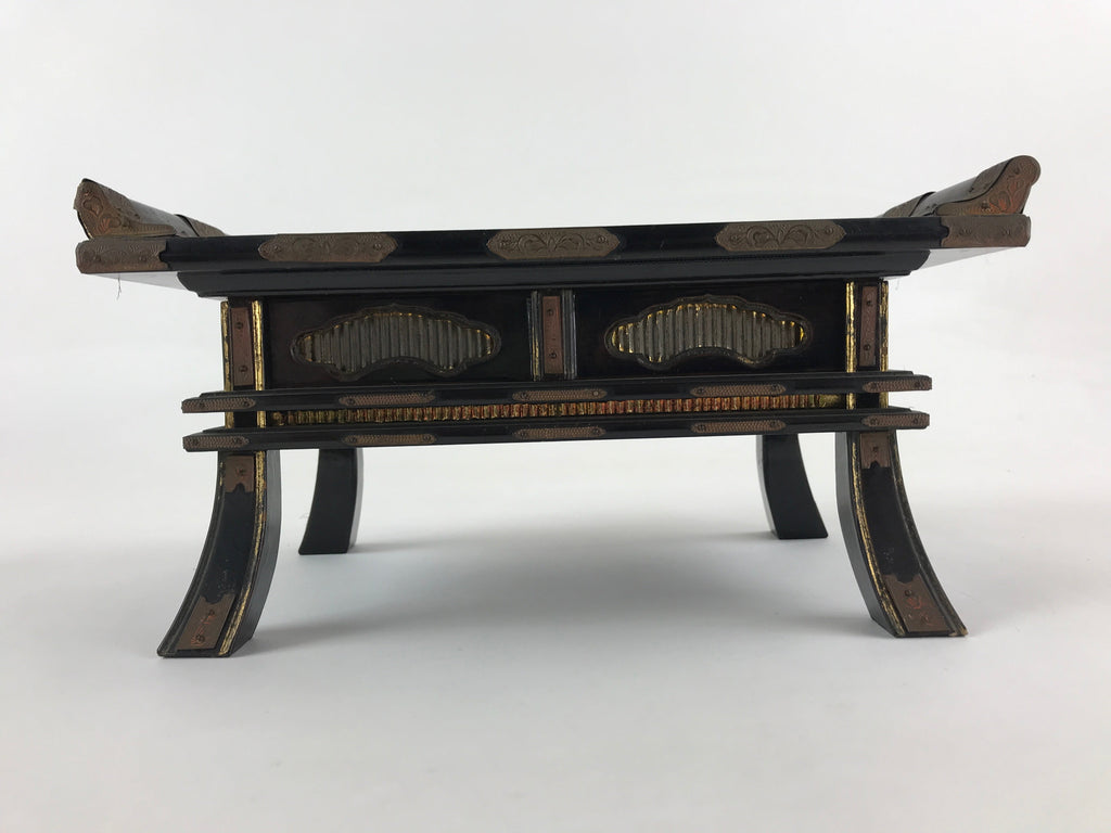 Antique Japanese Buddhist Altar Fitting Lacquered Kyozukue Offering Table BU994