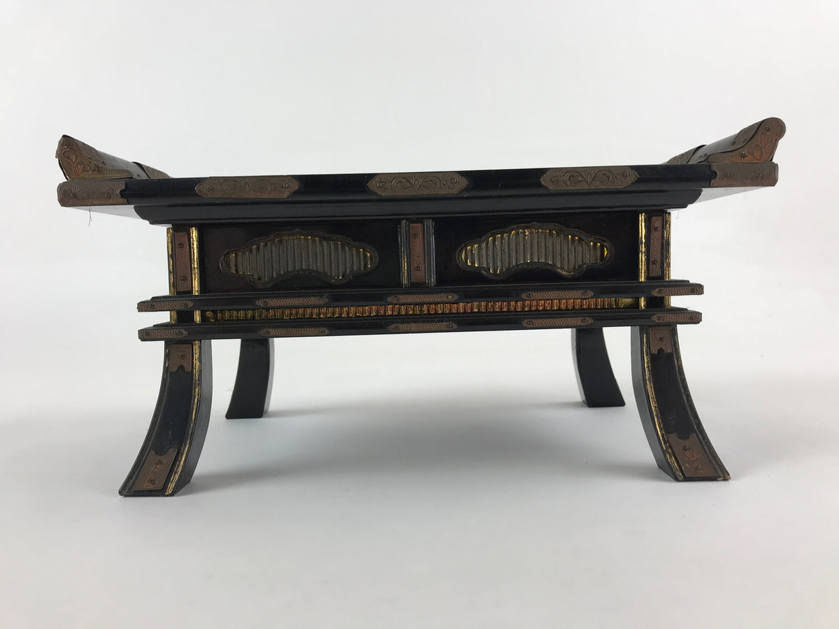 Antique Japanese Buddhist Altar Fitting Lacquered Kyozukue Offering Table BU994