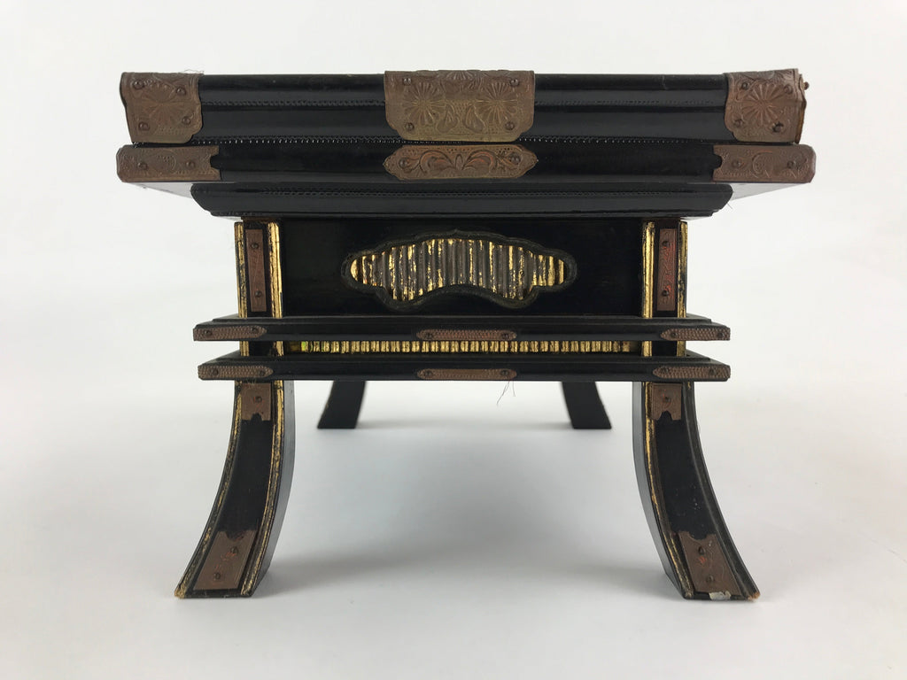 Antique Japanese Buddhist Altar Fitting Lacquered Kyozukue Offering Table BU994