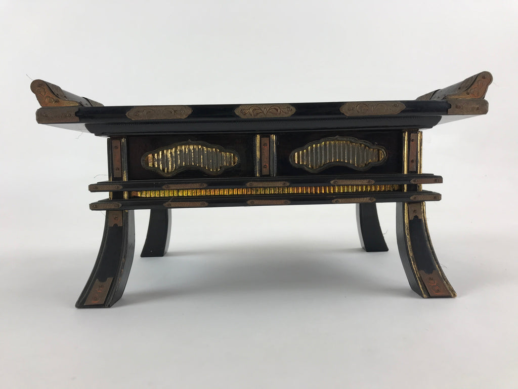 Antique Japanese Buddhist Altar Fitting Lacquered Kyozukue Offering Table BU994