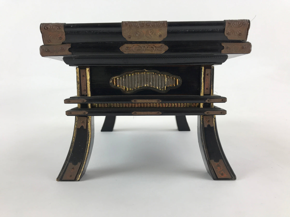 Antique Japanese Buddhist Altar Fitting Lacquered Kyozukue Offering Table BU994