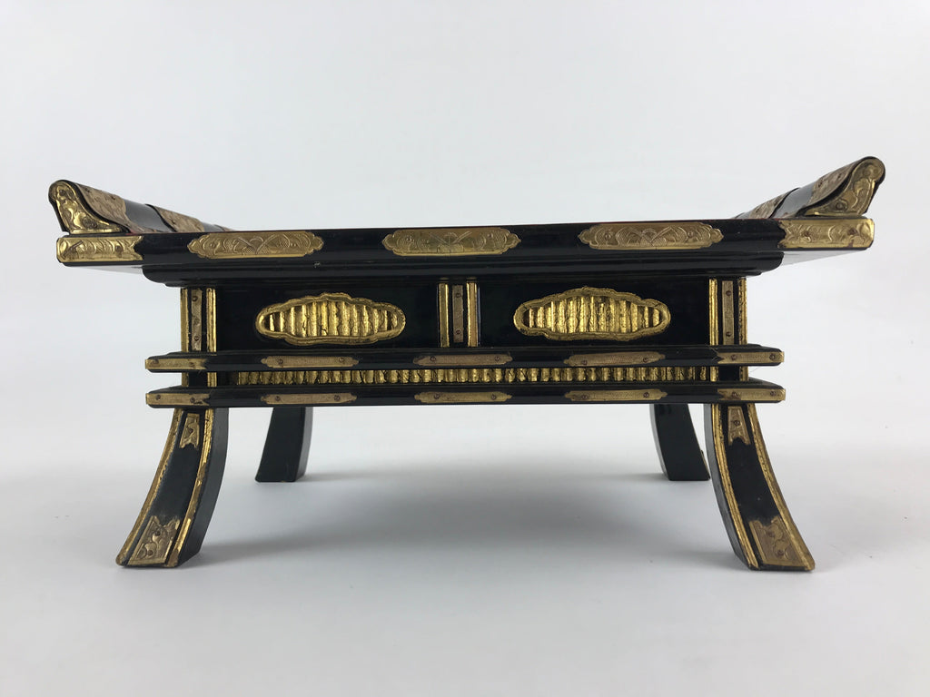 Antique Japanese Buddhist Altar Fitting Lacquered Kyozukue Offering Table BU995