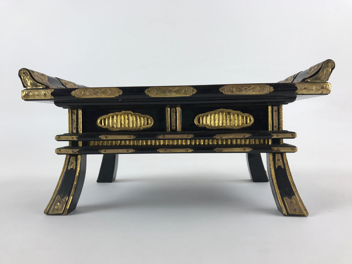 Antique Japanese Buddhist Altar Fitting Lacquered Kyozukue Offering Table BU995