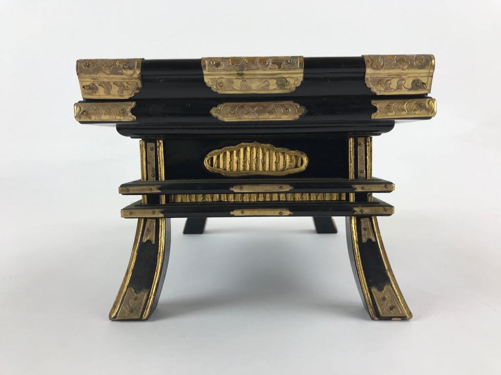 Antique Japanese Buddhist Altar Fitting Lacquered Kyozukue Offering Table BU995