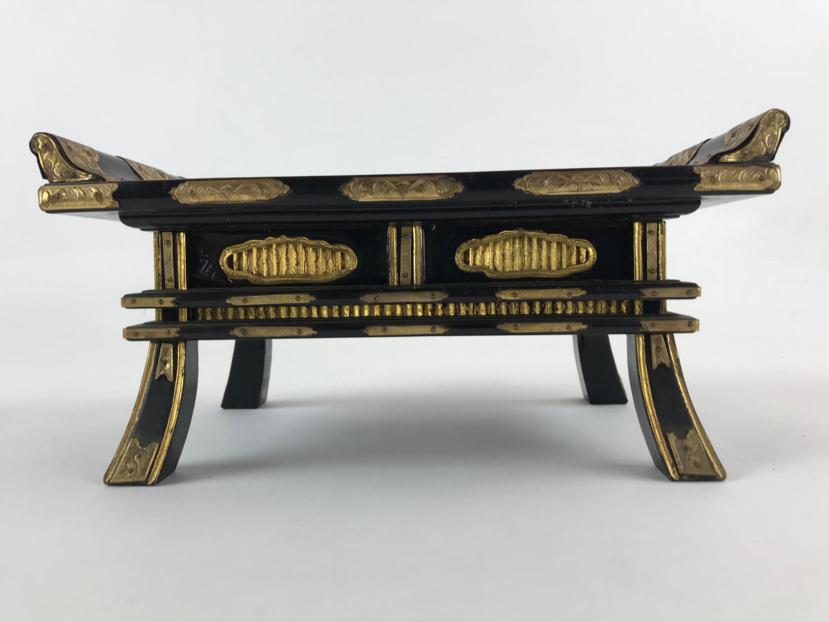 Antique Japanese Buddhist Altar Fitting Lacquered Kyozukue Offering Table BU995